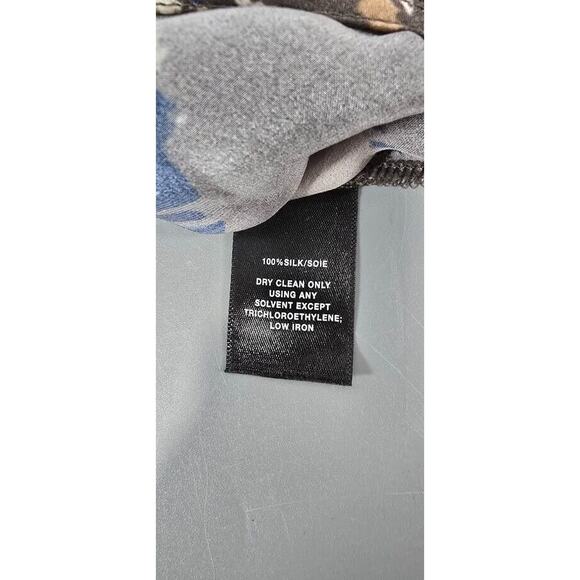 Lafayette 148 100% silk Brown, White & Blue long sleeve blouse size 14 large - Picture 6 of 6